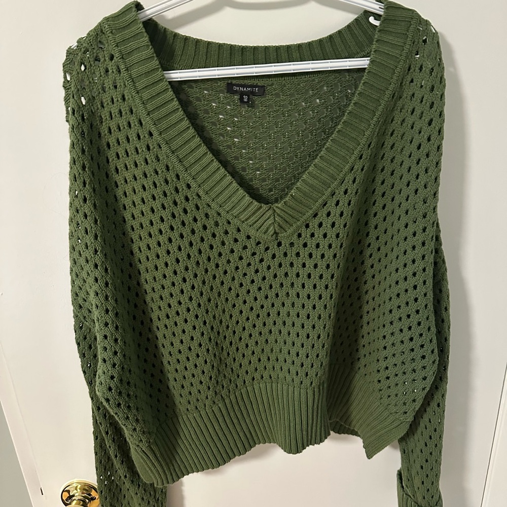 Dynamite Olive V-Neck Sweater